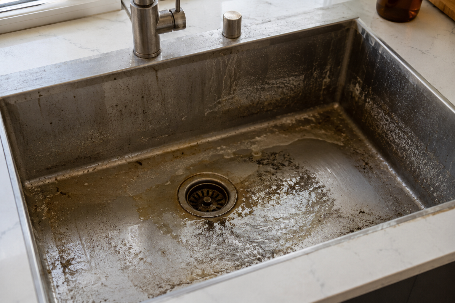 Dirty sink before cleaning